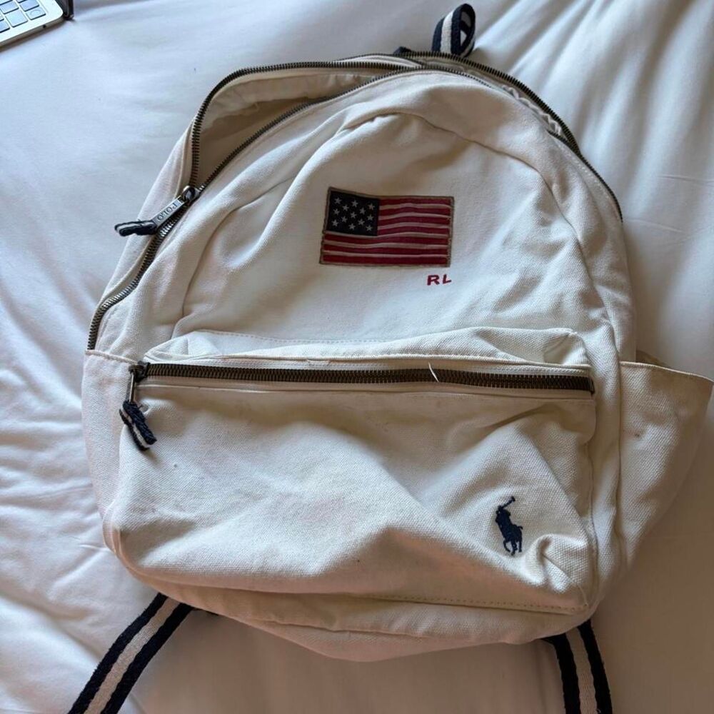 POLO RALPH LAUREN Women's White Cream Handbag Purse Preppy Designer Shoulder Bag